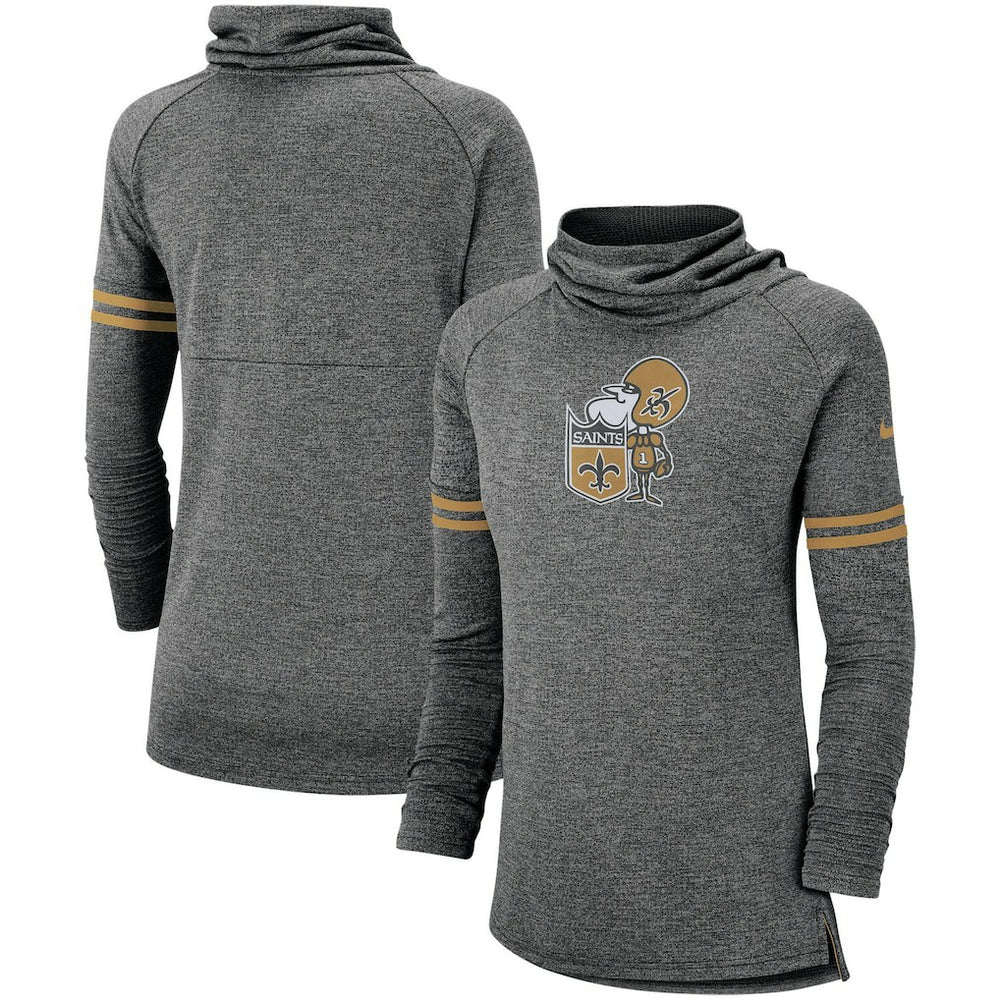 New Orleans Saints Women's Historic Marks Long Sleeve Tri-Blend Funnel Sweatshirt - Black - Nike