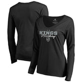 Los Angeles Kings Women's Iconic Collection Script Assist Long Sleeve V-Neck T-Shirt - Black | NHL online
