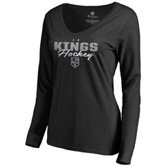 Los Angeles Kings Women's Iconic Collection Script Assist Long Sleeve V-Neck T-Shirt - Black | NHL online