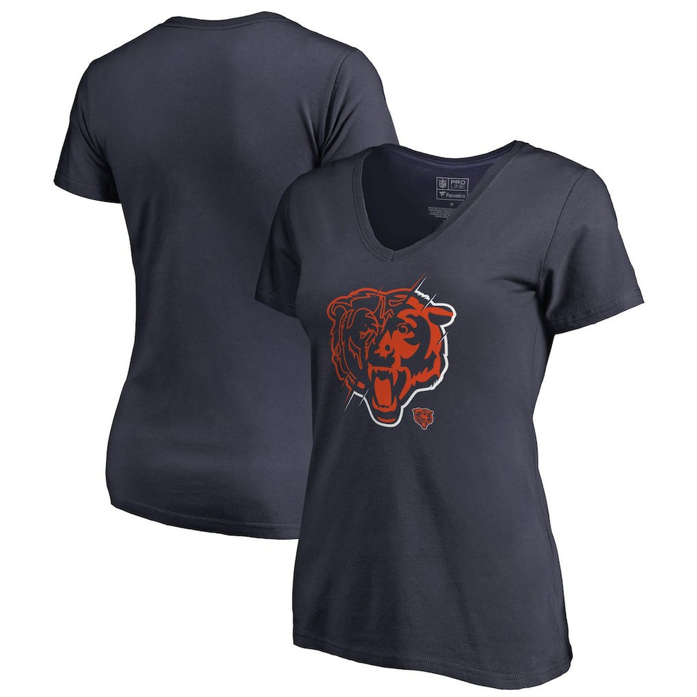 Chicago Bears Women's X-Ray Slim Fit V-Neck T-Shirt - Navy - NFL