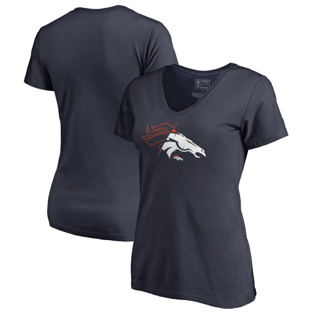 Denver Broncos Women's X-Ray V-Neck T-Shirt - Navy - NFL