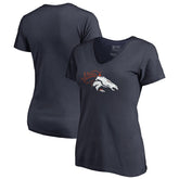 Denver Broncos Women's X-Ray V-Neck T-Shirt - Navy - NFL