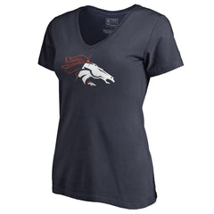Denver Broncos Women's X-Ray V-Neck T-Shirt - Navy - NFL