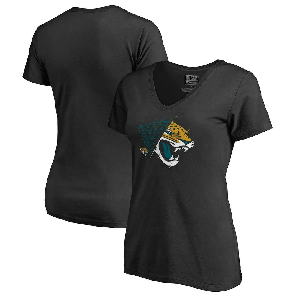 Jacksonville Jaguars Women's X-Ray Slim Fit V-Neck T-Shirt - Black - NFL