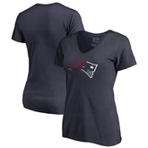 New England Patriots Women's X-Ray V-Neck T-Shirt - Navy - NFL