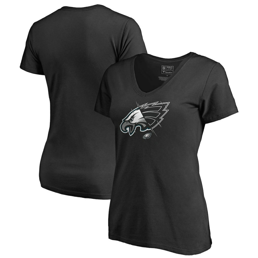 Philadelphia Eagles Women's X-Ray Slim Fit V-Neck T-Shirt - Black - NFL