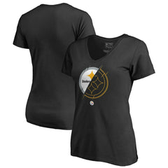 Pittsburgh Steelers Women's X-Ray Slim Fit V-Neck T-Shirt - Black - NFL