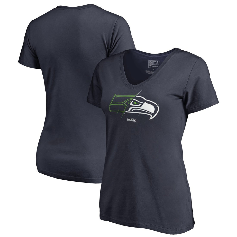 Seattle Seahawks Women's X-Ray V-Neck T-Shirt - Navy - NFL