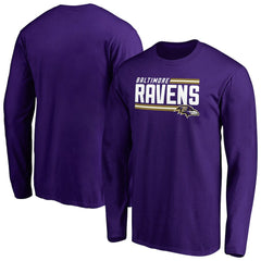 Baltimore Ravens Iconic Collection On Side Stripe Long Sleeve T-Shirt - Purple - NFL