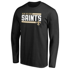 New Orleans Saints Iconic Collection On Side Stripe Long Sleeve T-Shirt - Black - NFL