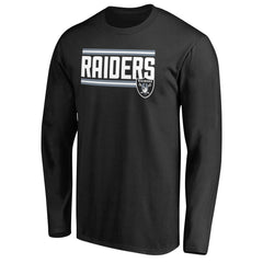 Las Vegas Raiders Iconic Collection On Side Stripe Long Sleeve T-Shirt - Black - NFL