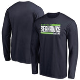 Seattle Seahawks Iconic Collection On Side Stripe Long Sleeve T-Shirt - College Navy - NFL