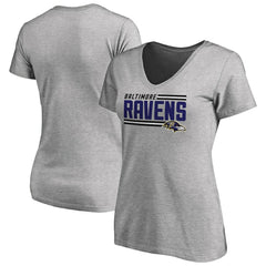 Baltimore Ravens Women's Iconic Collection On Side Stripe V-Neck T-Shirt - Ash - NFL