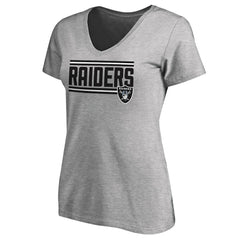 Las Vegas Raiders Women's Iconic Collection On Side Stripe V-Neck T-Shirt - Heather Gray - NFL