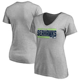Seattle Seahawks Women's Iconic Collection On Side Stripe V-Neck T-Shirt - Heather Gray - NFL
