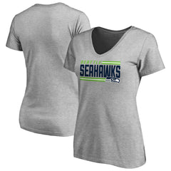 Seattle Seahawks Women's Iconic Collection On Side Stripe V-Neck T-Shirt - Heather Gray - NFL
