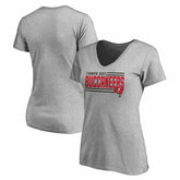 Tampa Bay Buccaneers Women's Iconic Collection On Side Stripe V-Neck T-Shirt - Heather Gray - NFL