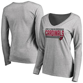 Arizona Cardinals Women's Iconic Collection On Side Stripe Long Sleeve V-Neck T-Shirt - Ash - NFL