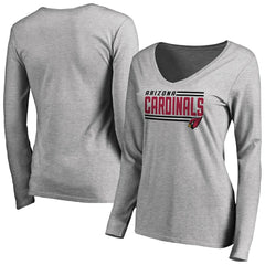 Arizona Cardinals Women's Iconic Collection On Side Stripe Long Sleeve V-Neck T-Shirt - Ash - NFL