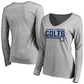 Indianapolis Colts Women's Iconic Collection On Side Stripe Long Sleeve V-Neck T-Shirt - Ash - NFL