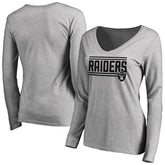 Las Vegas Raiders Women's Iconic Collection On Side Stripe Long Sleeve V-Neck T-Shirt - Ash - NFL
