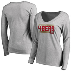 San Francisco 49ers Women's Iconic Collection On Side Stripe Long Sleeve V-Neck T-Shirt - Ash - NFL