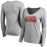 Tampa Bay Buccaneers Women's Iconic Collection On Side Stripe Long Sleeve V-Neck T-Shirt - Ash - NFL