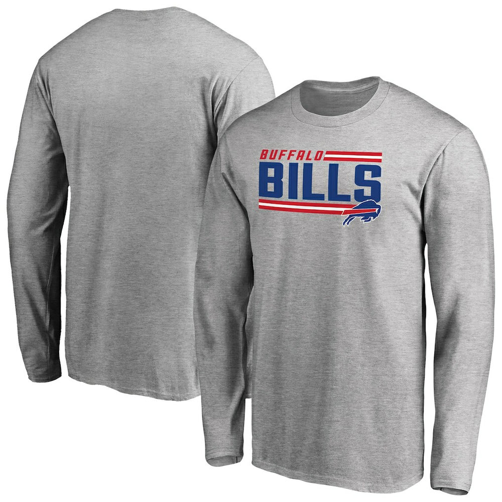 Buffalo Bills Iconic Collection On Side Stripe Long Sleeve T-Shirt - Ash - NFL