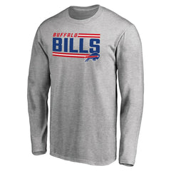 Buffalo Bills Iconic Collection On Side Stripe Long Sleeve T-Shirt - Ash - NFL