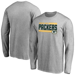 Green Bay Packers Iconic Collection On Side Stripe Long Sleeve T-Shirt - Ash - NFL