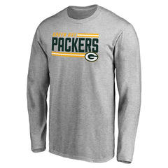 Green Bay Packers Iconic Collection On Side Stripe Long Sleeve T-Shirt - Ash - NFL
