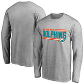 Miami Dolphins Iconic Collection On Side Stripe Long Sleeve T-Shirt - Ash - NFL