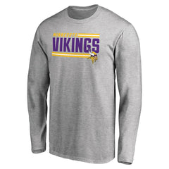 Minnesota Vikings Iconic Collection On Side Stripe Long Sleeve T-Shirt - Ash - NFL