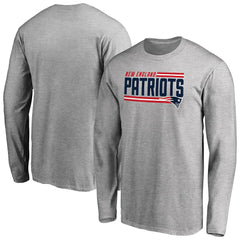 New England Patriots Iconic Collection On Side Stripe Long Sleeve T-Shirt - Ash - NFL