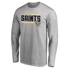 New Orleans Saints Iconic Collection On Side Stripe Long Sleeve T-Shirt - Ash - NFL