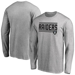 Las Vegas Raiders Iconic Collection On Side Stripe Long Sleeve T-Shirt - Ash - NFL