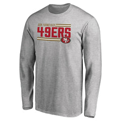 San Francisco 49ers Iconic Collection On Side Stripe Long Sleeve T-Shirt - Ash - NFL
