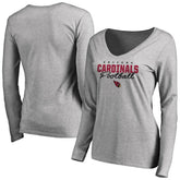 Arizona Cardinals Women's Iconic Collection Script Assist Long Sleeve V-Neck T-Shirt - Ash - NFL