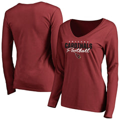 Arizona Cardinals Women's Iconic Collection Script Assist Long Sleeve V-Neck T-Shirt - Cardinal - NFL