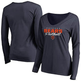 Chicago Bears Women's Iconic Collection Script Assist Long Sleeve V-Neck T-Shirt - Navy - NFL