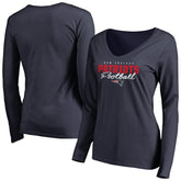 New England Patriots Women's Iconic Collection Script Assist Long Sleeve V-Neck T-Shirt - Navy - NFL
