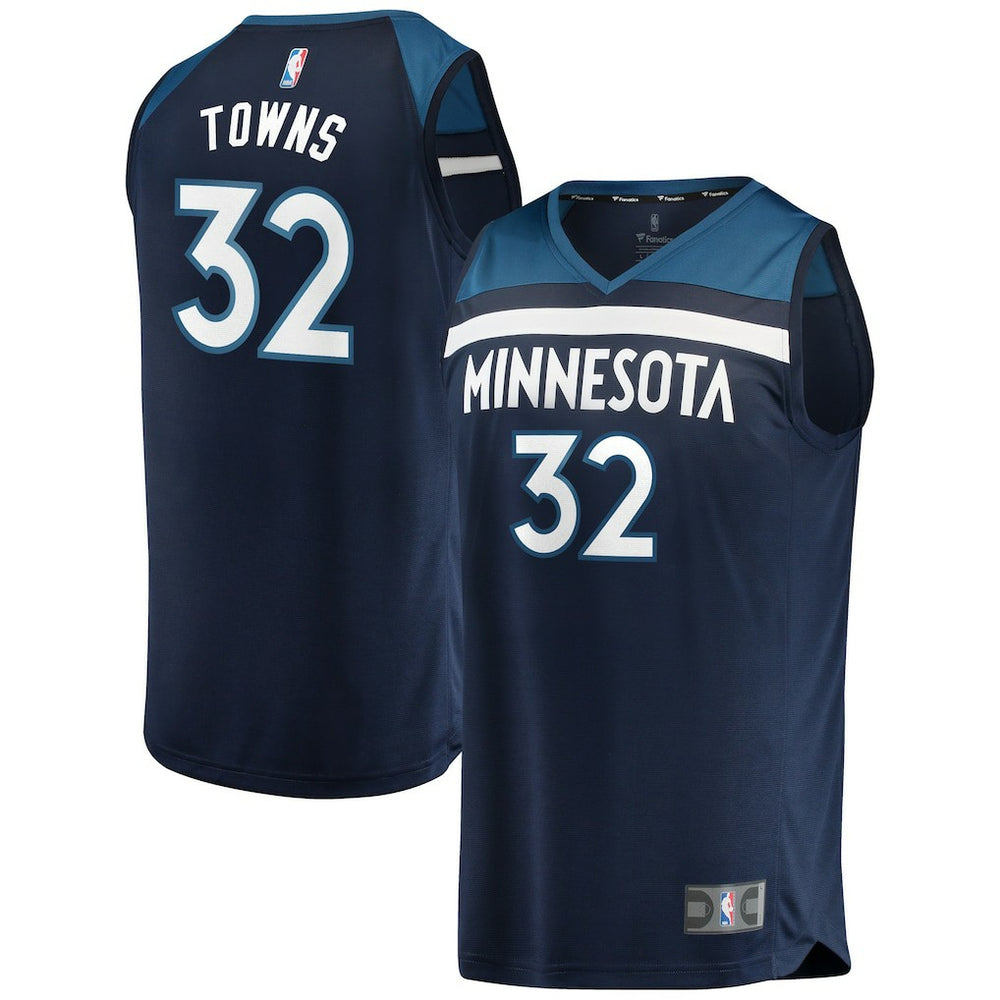 Fanatics Karl-Anthony Towns Minnesota Timberwolves Fast Break Replica Player Jersey Navy Icon Edition