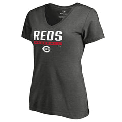 Cincinnati Reds Women's Win Stripe V-Neck T-Shirt for sale