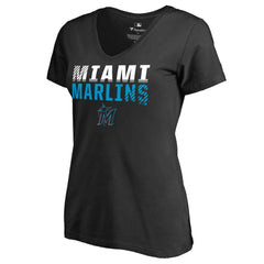 Miami Marlins Women's Fade Out V-Neck T-Shirt Outlet