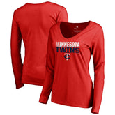Minnesota Twins Women's Fade Out V-Neck Long Sleeve T-Shirt for sale