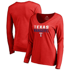 Texas Rangers Women's Fade Out V-Neck Long Sleeve T-Shirt for sale