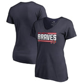Atlanta Braves Women's Onside Stripe V-Neck T-Shirt Online