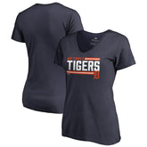 Detroit Tigers Women's Onside Stripe V-Neck T-Shirt Discount