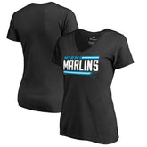 Miami Marlins Women's Onside Stripe V-Neck T-Shirt Near Me