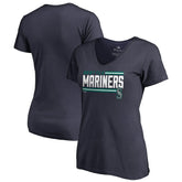 Seattle Mariners Women's Onside Stripe V-Neck T-Shirt Online